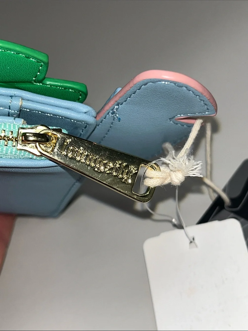 Loungefly Blue Stitch Face Wallet w/Pink Ears and Green Leaf Accent NWT